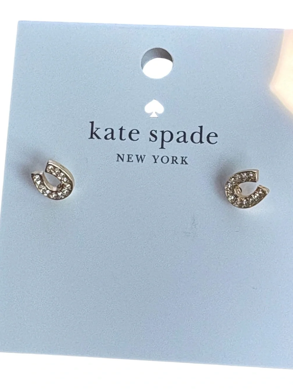 kate spade Gold Crystal Horseshoe Stud Earrings
